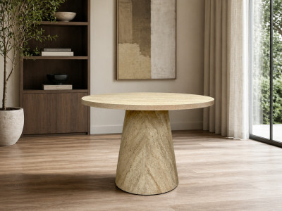 Traverten Konik Ayaklı Yemek Masası