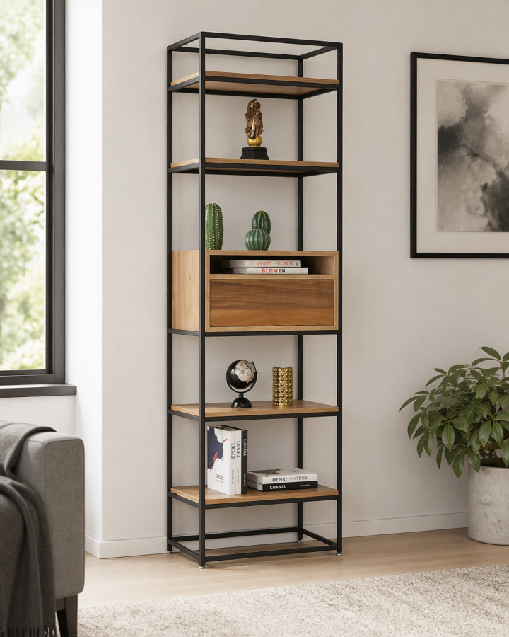 Karmin Tek Göz Kitaplık