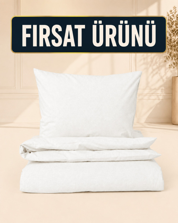 (Fırsat Ürünü) Favori Lastikli Nevresim Takımı Beyaz 90x190/200 CM